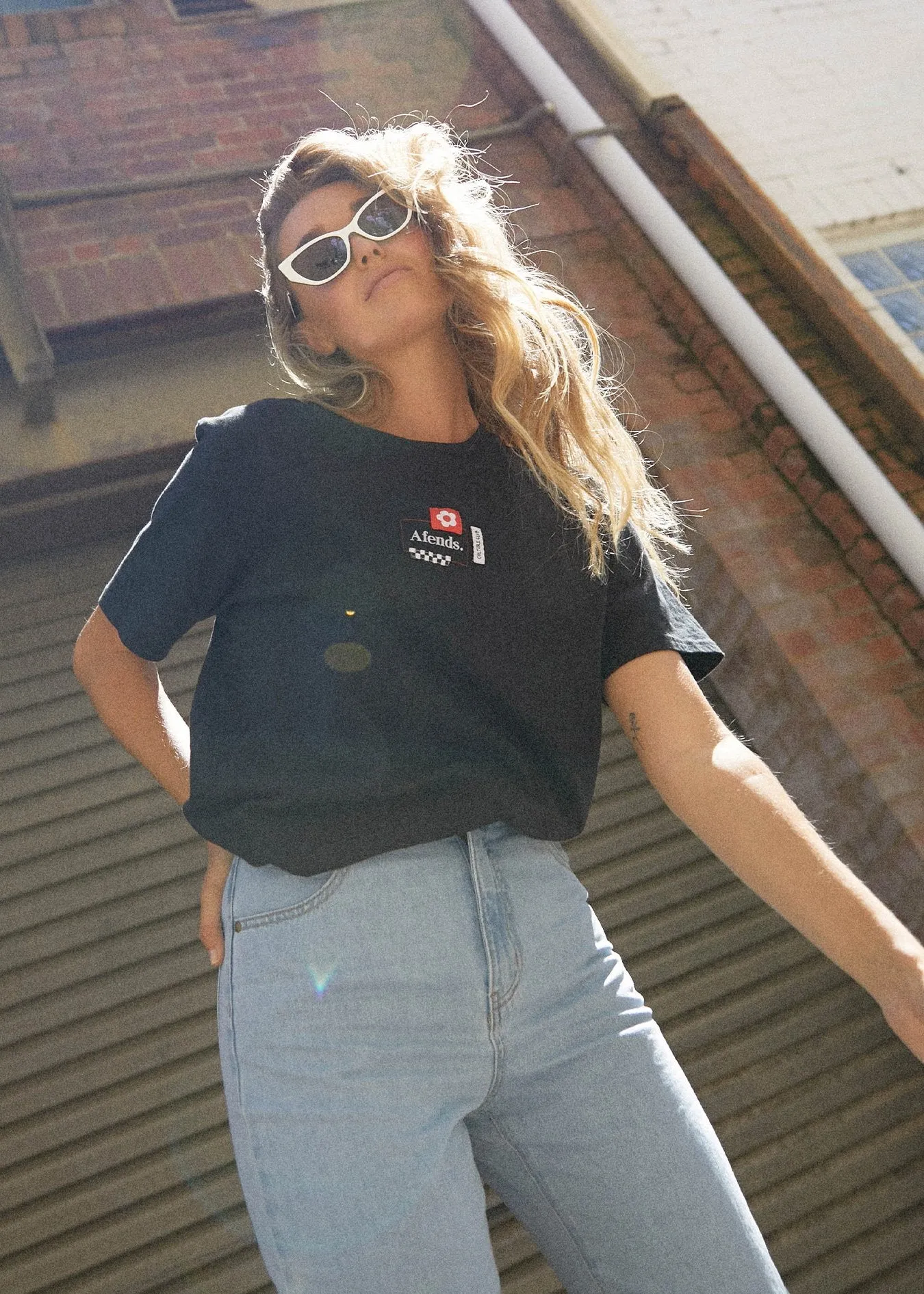 Afends Womens Misfit - Boyfriend Fit Tee - Black