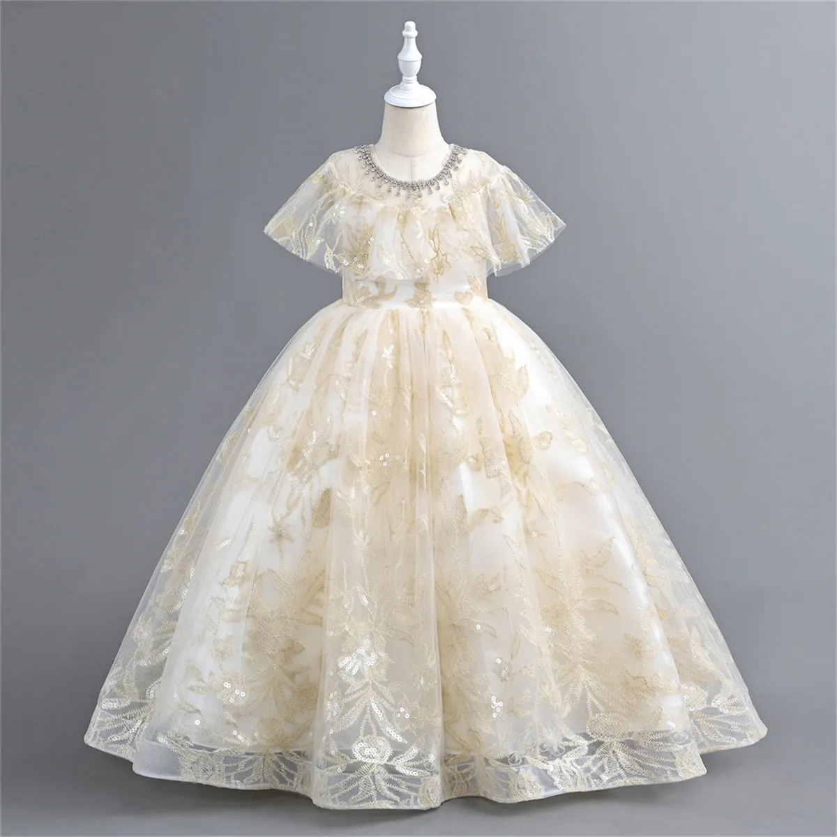 AL005 3-9years old Yoliyolei Puffy Trailing Party Dress Girls Halloween Sweet Princess Baby Kids Birthday Clothing Child Wedding Retro Dress