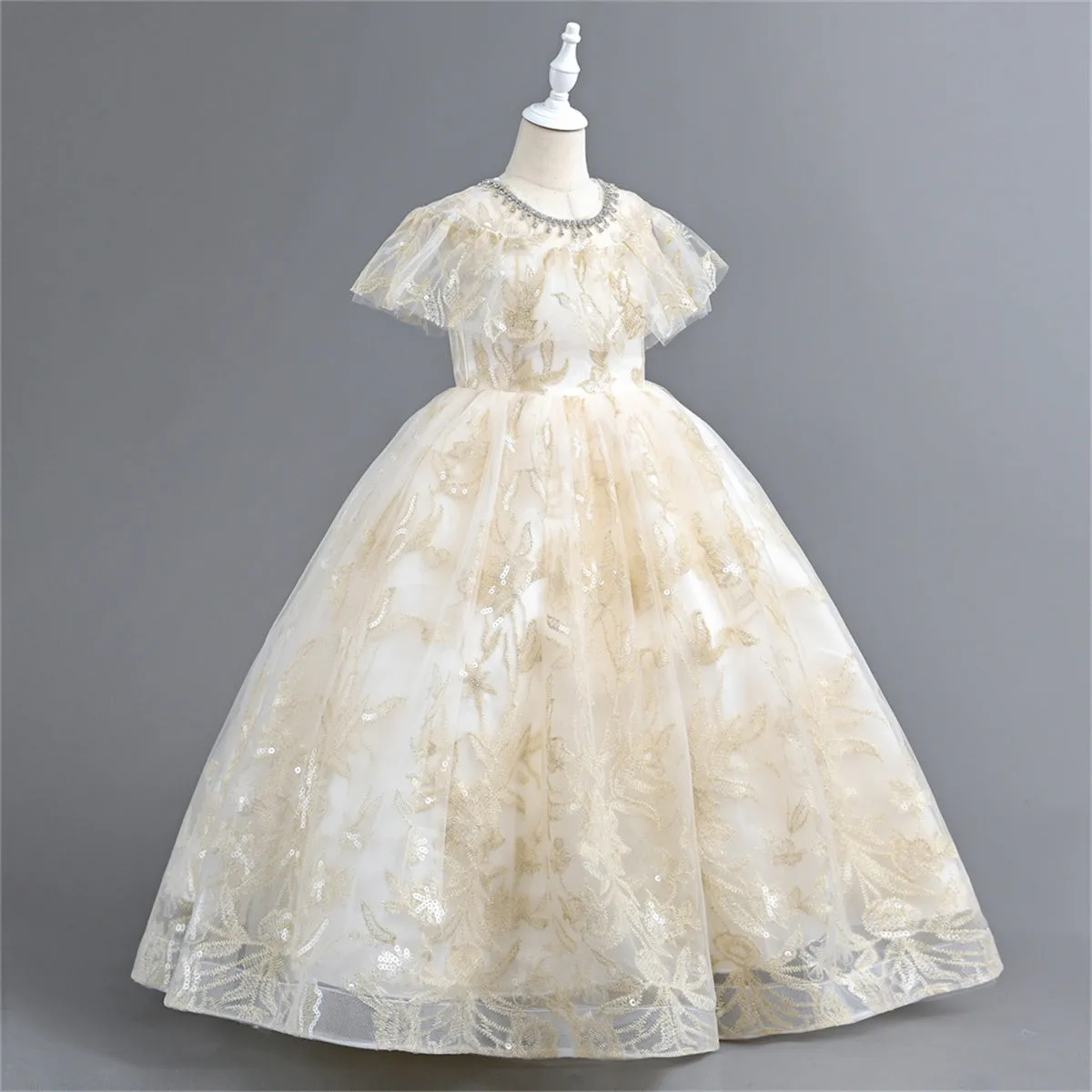 AL005 3-9years old Yoliyolei Puffy Trailing Party Dress Girls Halloween Sweet Princess Baby Kids Birthday Clothing Child Wedding Retro Dress