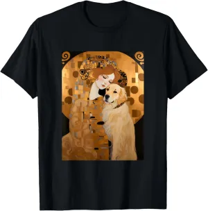 Art Nouveau Lady & Dog - Modern Klimt Golden Phase Portrait T-Shirt