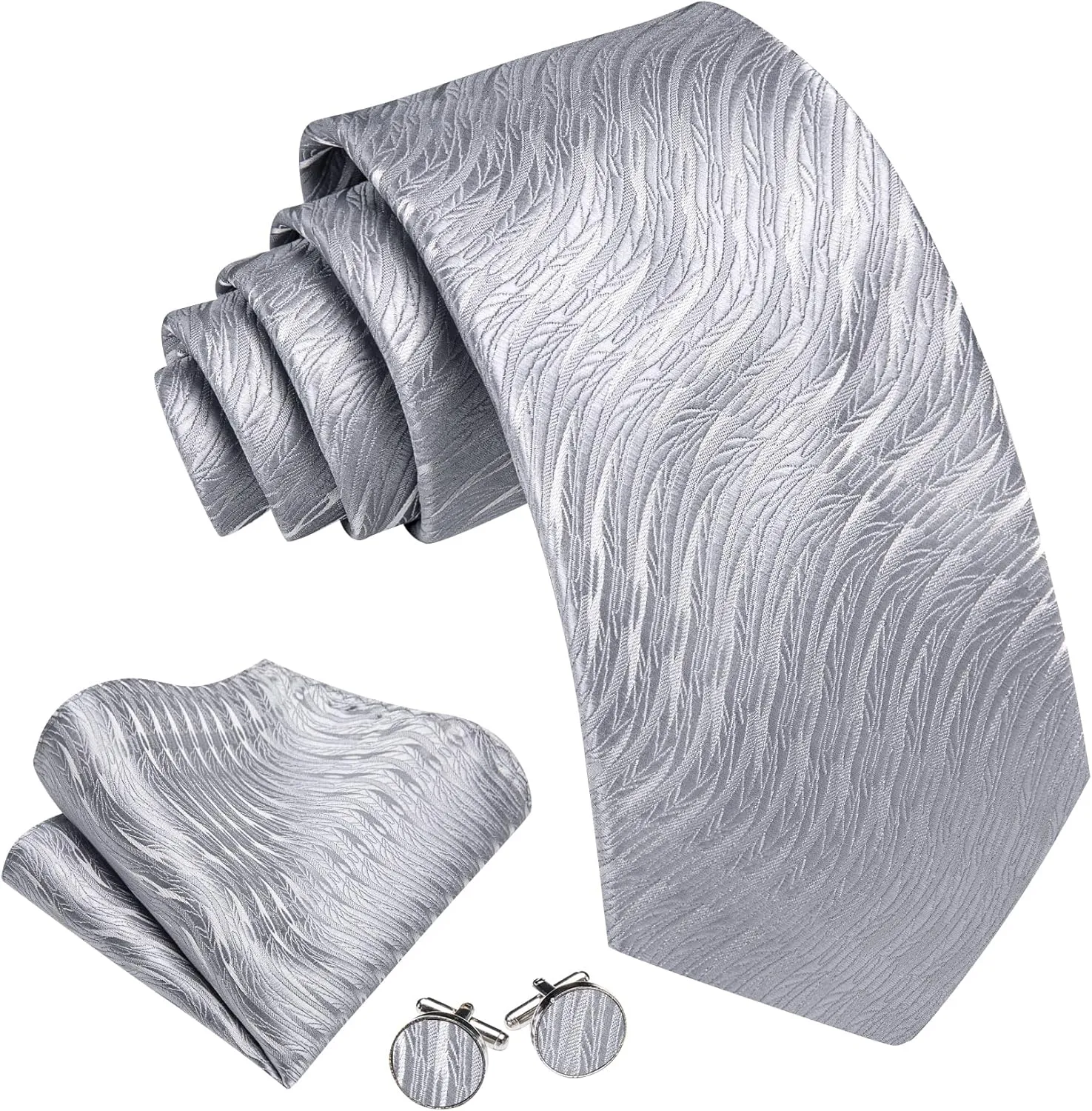 Barry.Wang Plaid Ties Set and Tie Clip Mens Checkered Silk Necktie Pocket Square Cufflinks Wedding Formal