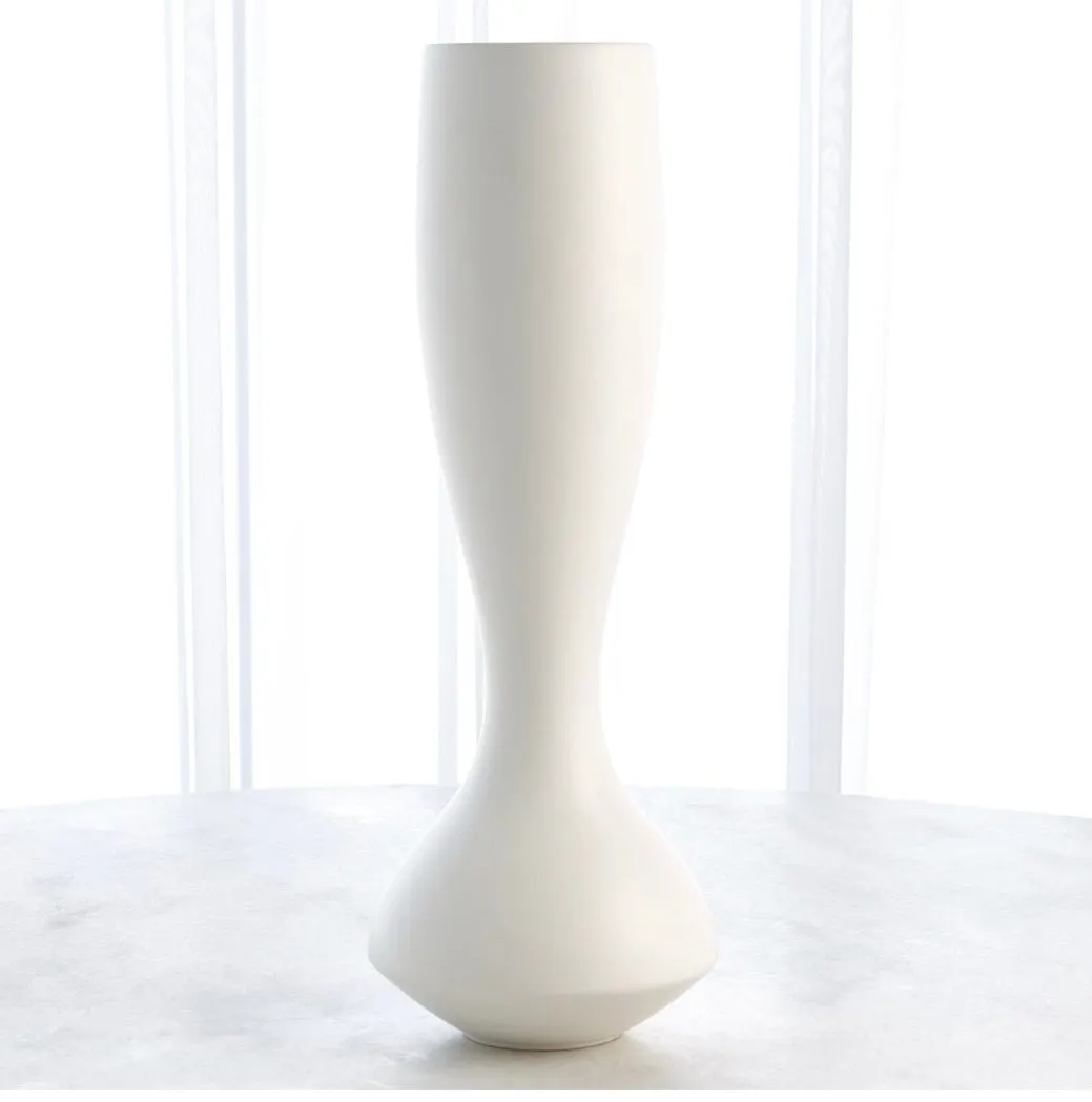 Bell Bottom Vase-Matte White-Lg