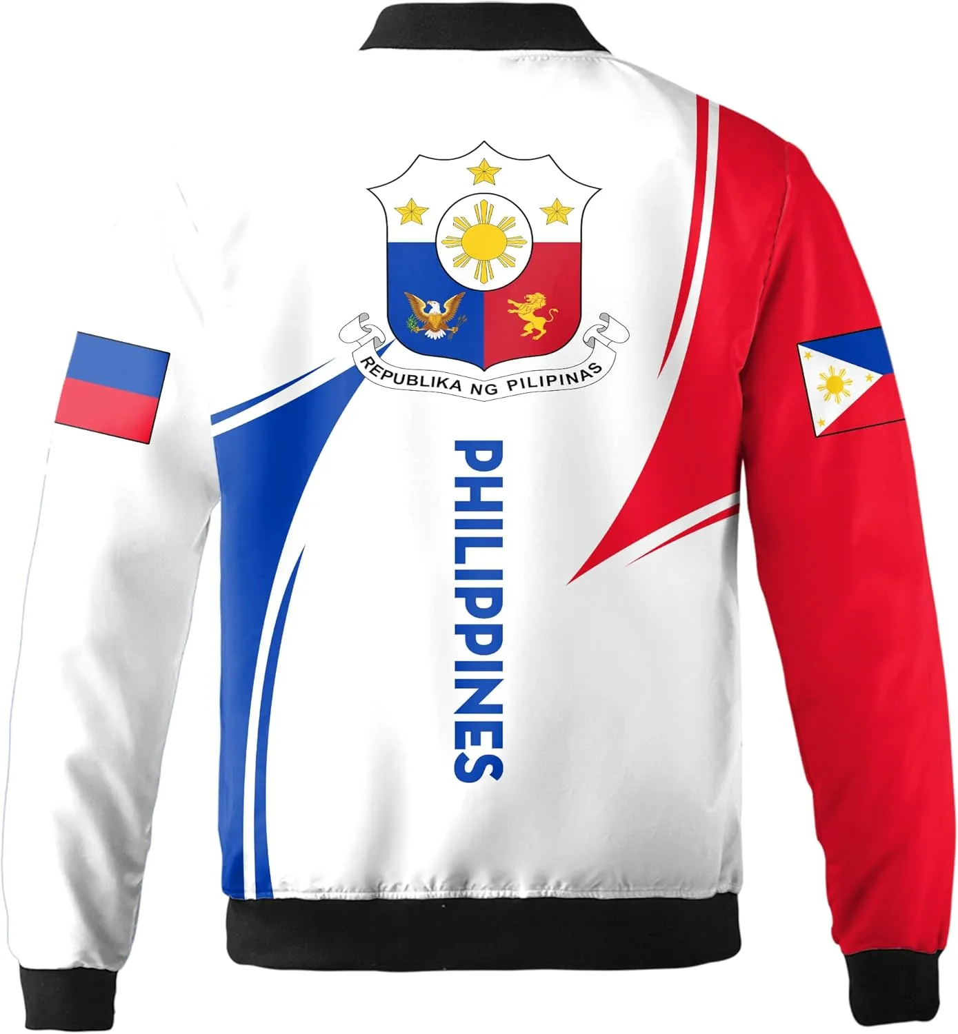 Camelliaa Shop Personalized Philippines Flag AOP Bomber Jacket Casual Bomber S-5XL, Philippines Jacket For Men