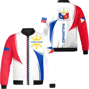 Camelliaa Shop Personalized Philippines Flag AOP Bomber Jacket Casual Bomber S-5XL, Philippines Jacket For Men