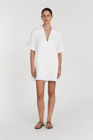 CANDICE WHITE LINEN SMOCK DRESS