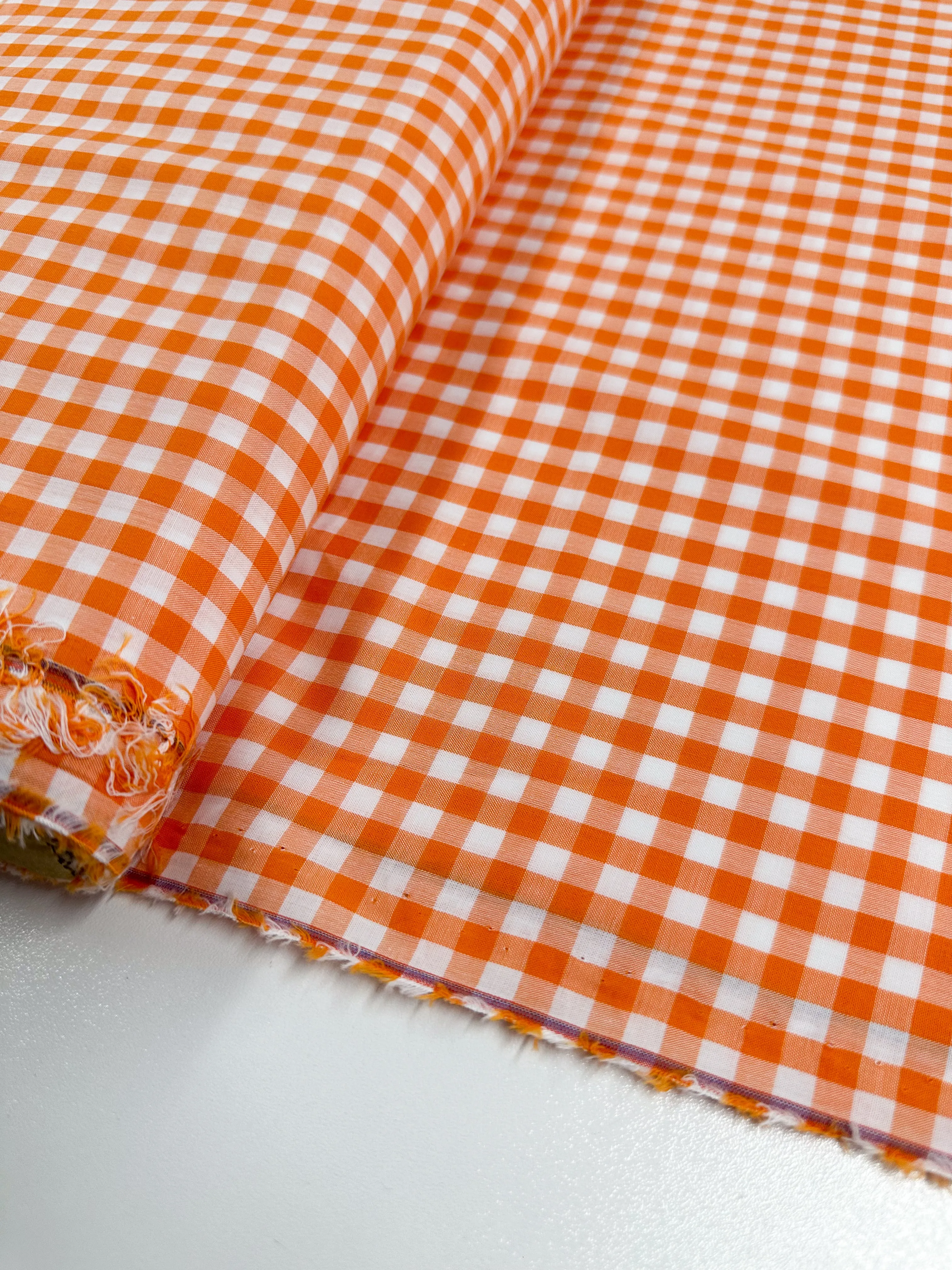 Cotton Gingham - Mid Orange - 112cm