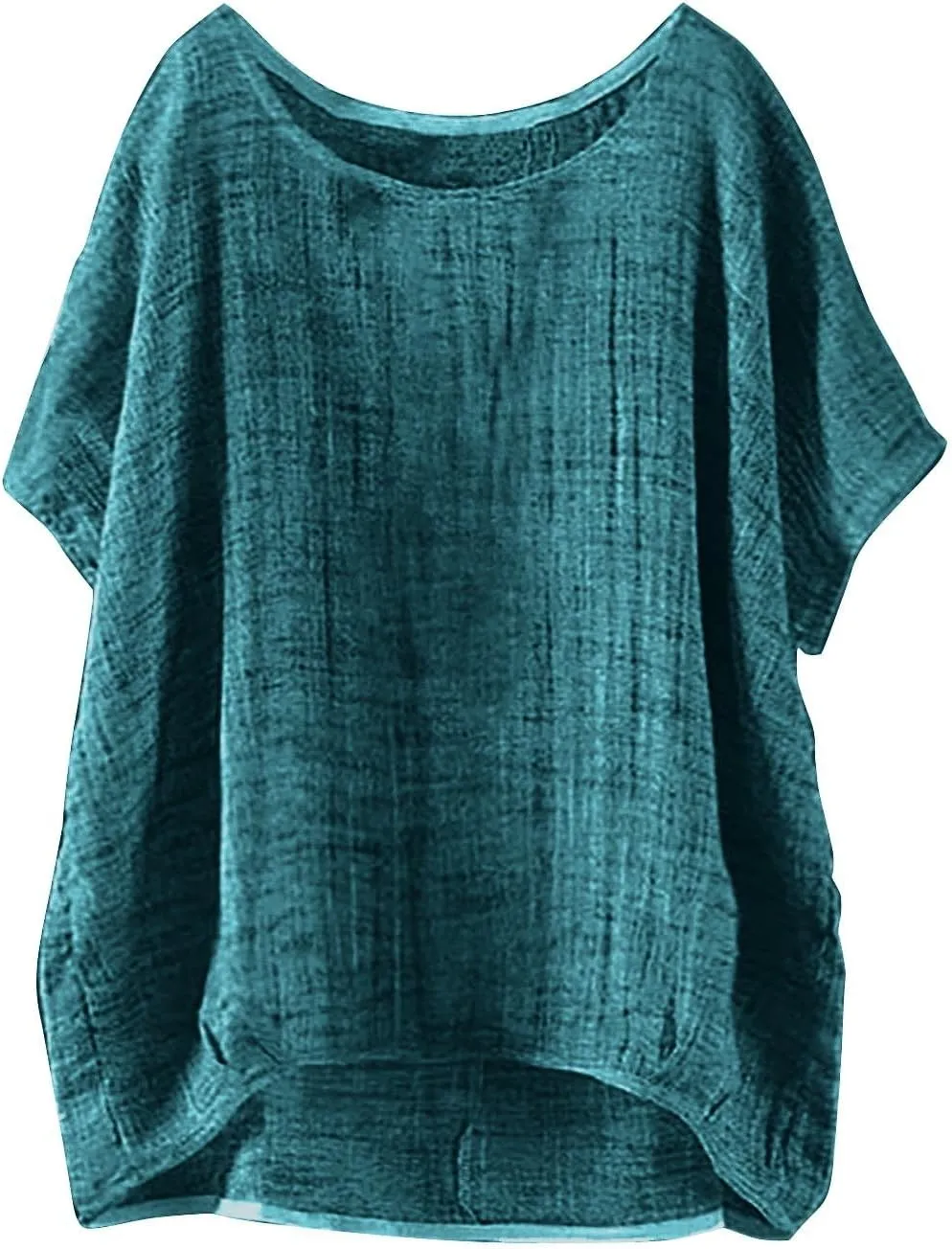 Cotton Linen Shirts for Women Three Quarter Sleeve Cotton and Linen Top with Stand Collar Dressy Casual Vacation Top