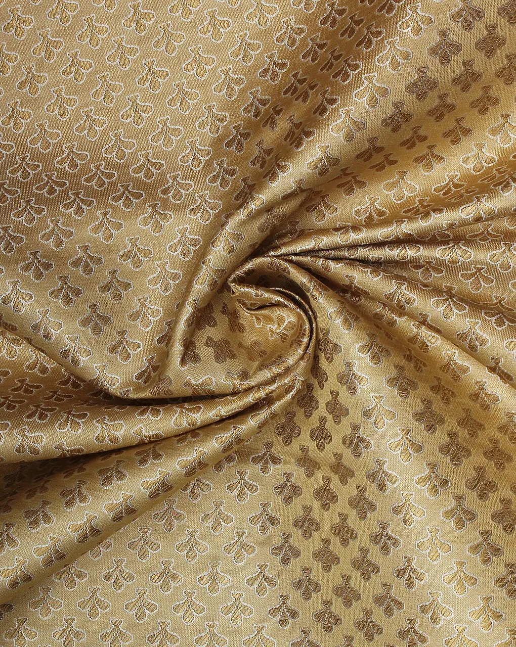 Cream And Golden Paisley Design Silk Jackquard Fabric