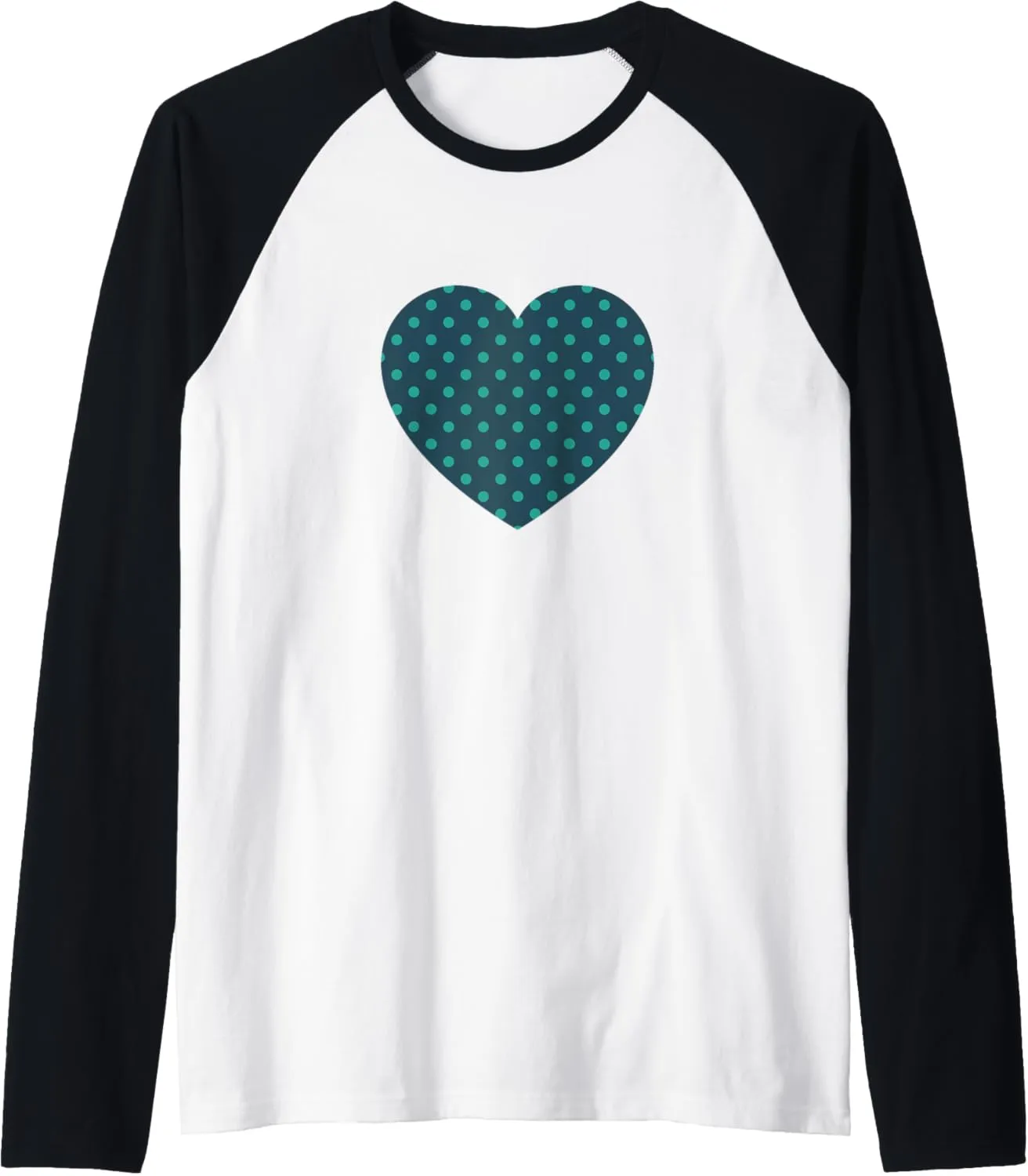 Cute Teal Green Polka Dot Pattern Minimalist Graphic Raglan Baseball Tee