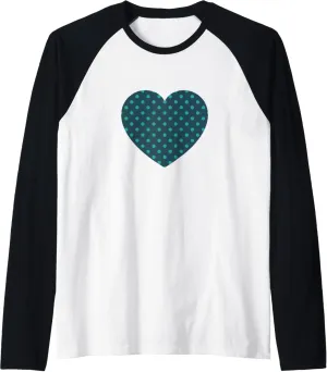 Cute Teal Green Polka Dot Pattern Minimalist Graphic Raglan Baseball Tee