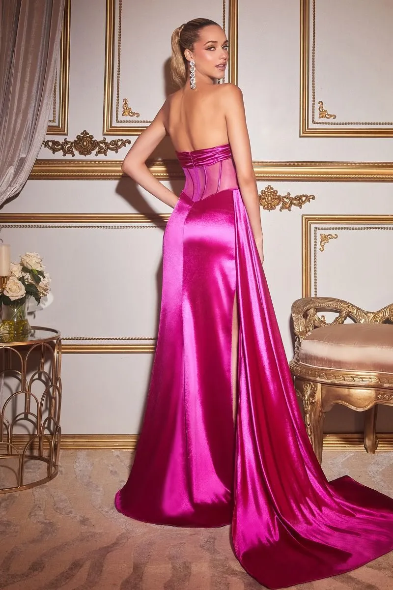 Dreamer Prom Dress Strapless Satin Corset Gown 740269TRR-Magenta LaDivine CD269 Cinderella Divine CD269