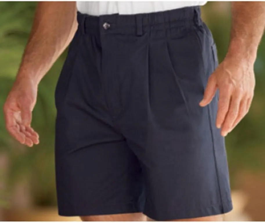 Elastic Waist Twill Shorts for Big & Tall Men  100% Pure Cotton