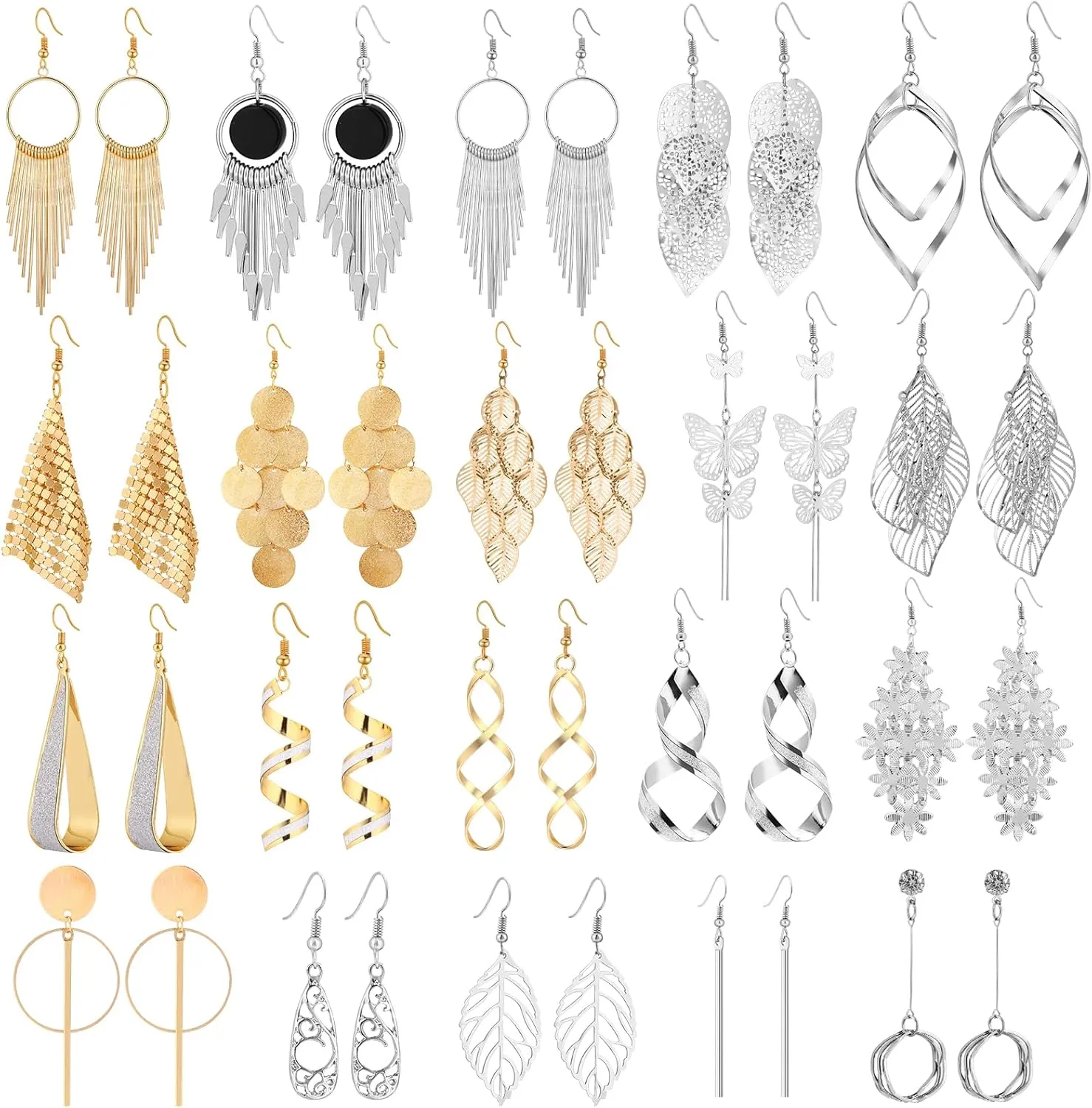 ESRICH 20 Pairs Gold Earrings for Women,Silver Earring,Earrings for Women,Dangle Earrings for Womem