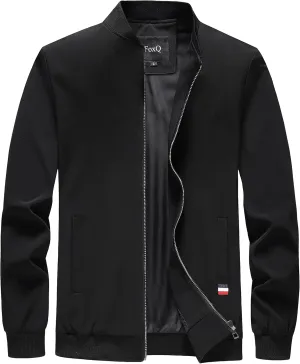 FoxQ Men's Bomber Jacket Lightweight, Slim Fit Sportswear Daily Casual Style with a Sporty Edge