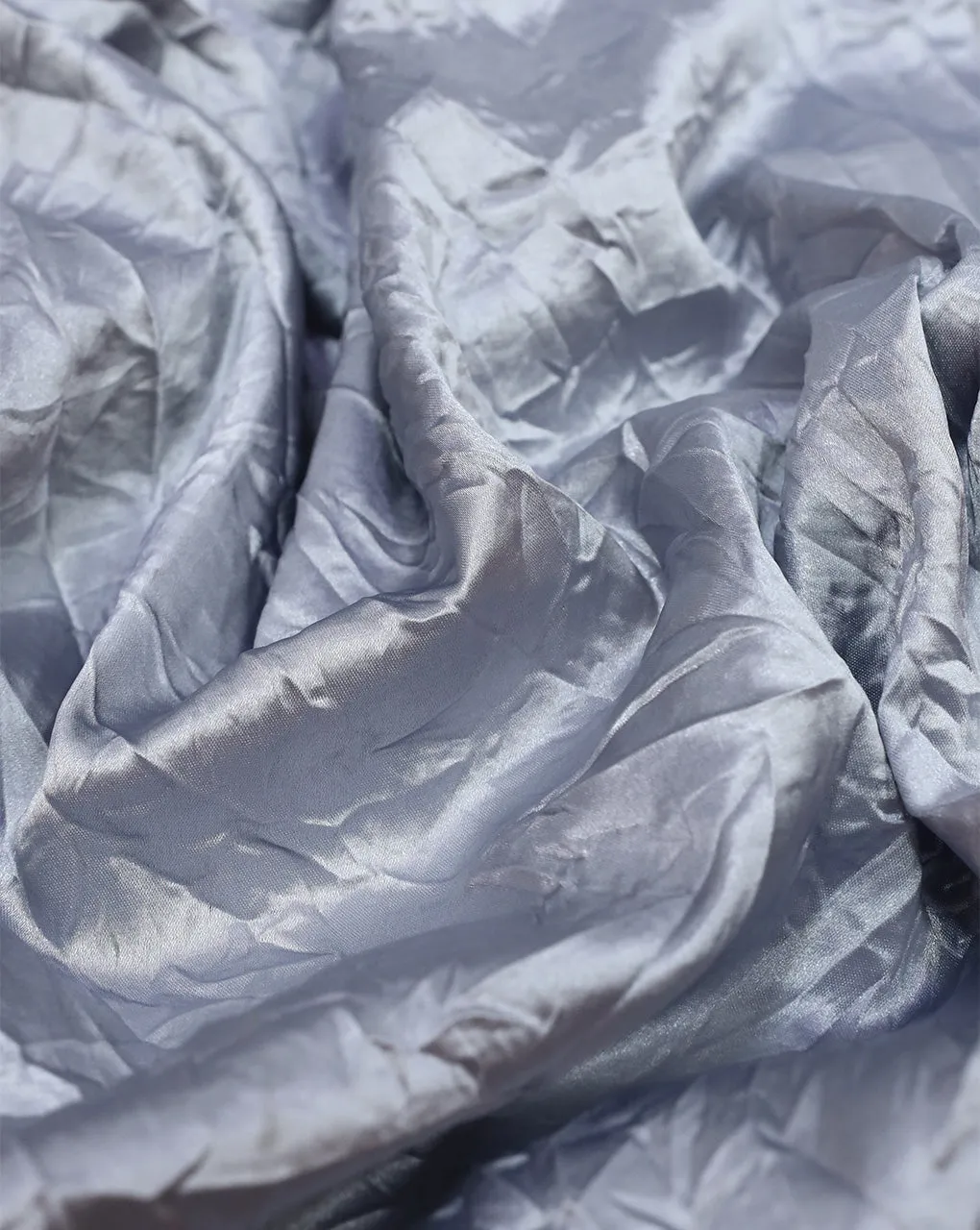 GREY CRUSHED POLYESTER SATIN FABRIC