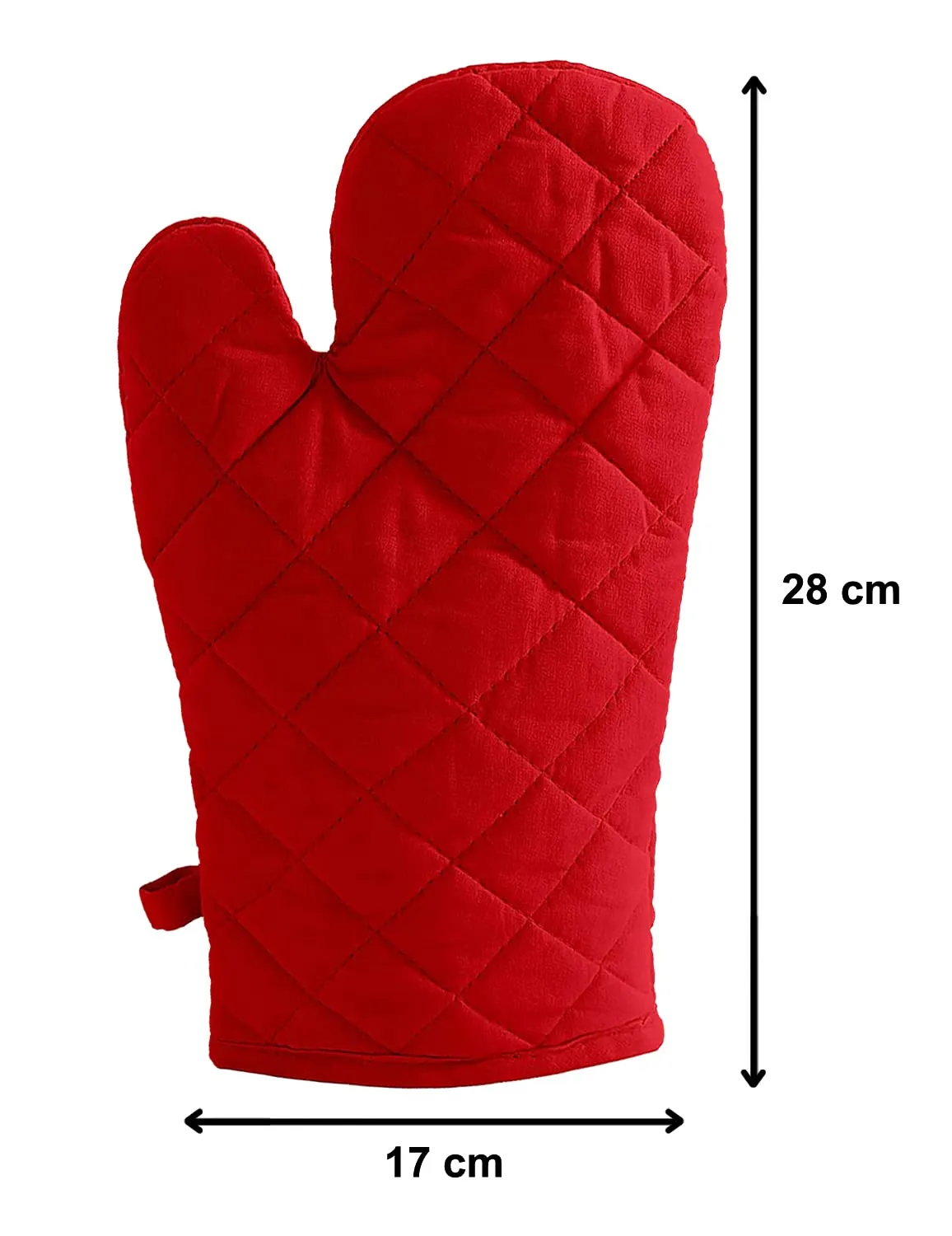 Heart Home Heat Resistant Cotton Kitchen Oven Mitt Microwave Glove Set, Non-Slip Grip and Hanging Loop for Kitchen, Cooking, Baking, Set of 2 (Red), Standard (HS_37_HEARTH020598)