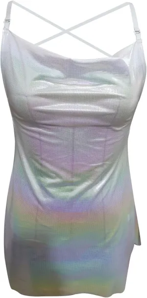 HengShunRui Women Shiny Backless Slip Dress Spaghetti Strap Party Dresses