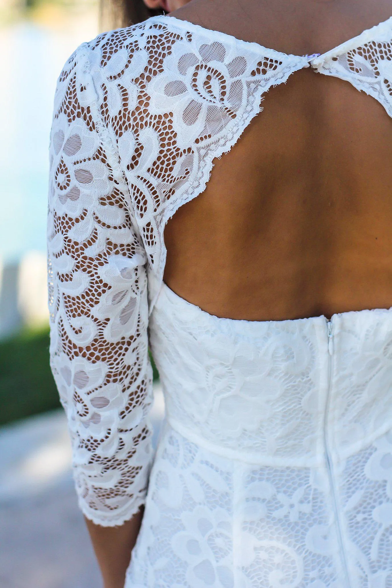Ivory Maxi Dress with 3/4 Sleeves