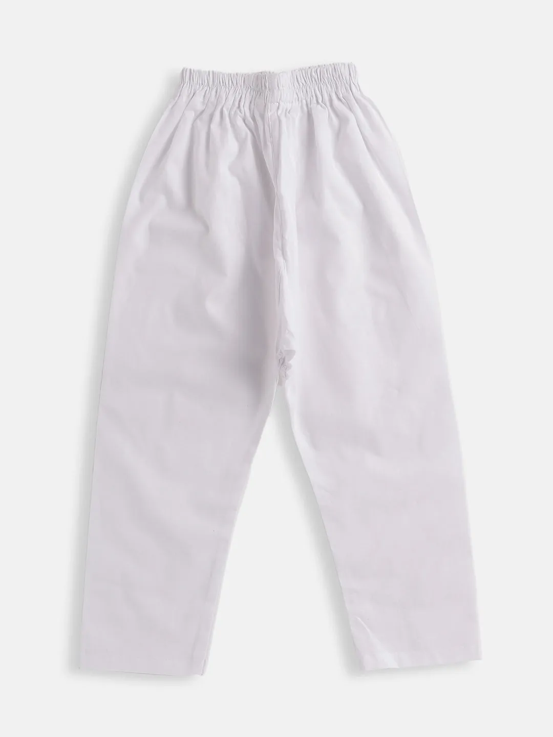 Jashvi Boys Red and White Pure Cotton Kurta Pyjama Set