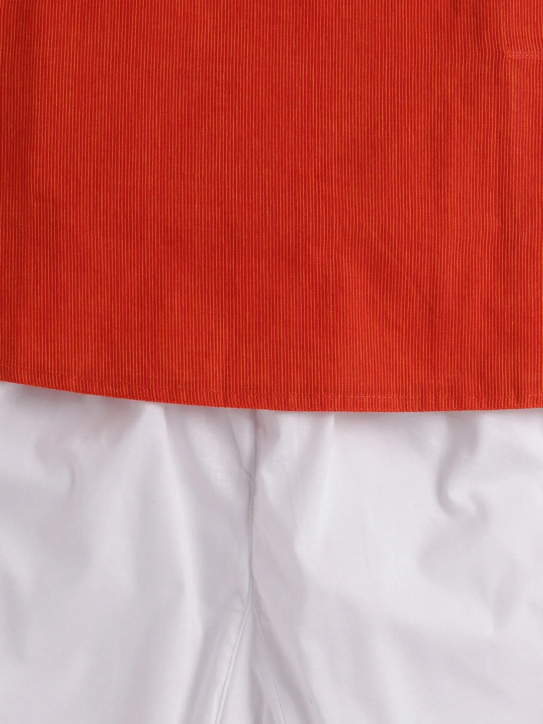 Jashvi Boys Red and White Pure Cotton Kurta Pyjama Set