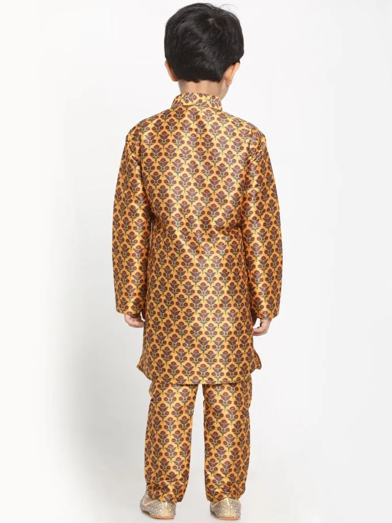 Jashvi Boys Silk Blend Digital Printed Kurta and Pyjama Set