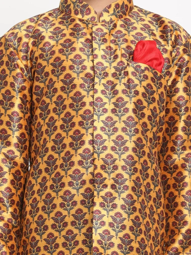 Jashvi Boys Silk Blend Digital Printed Kurta and Pyjama Set