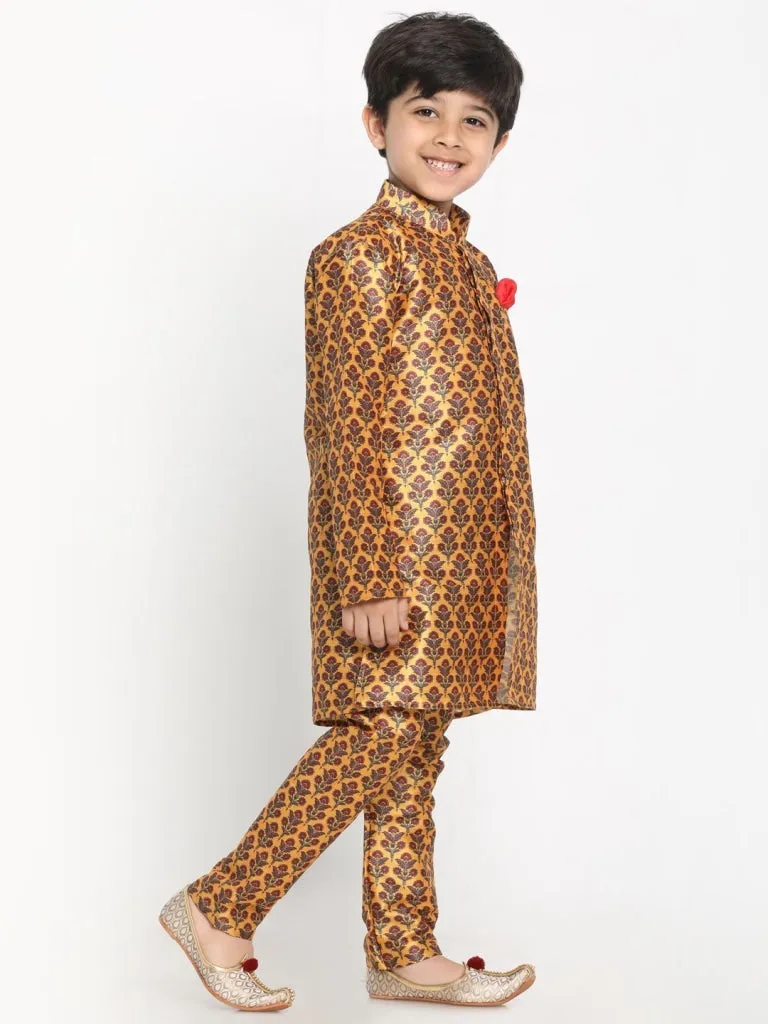 Jashvi Boys Silk Blend Digital Printed Kurta and Pyjama Set