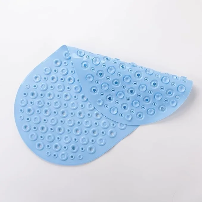 Kuber Industries Bath Mat | PVC Bathroom Mat | Shower Bath Mat | Floor Tub Mat | Bathroom Oval Mud Mat | Anti-Skid Shower Bathroom Mat | Q-02B | Light Blue