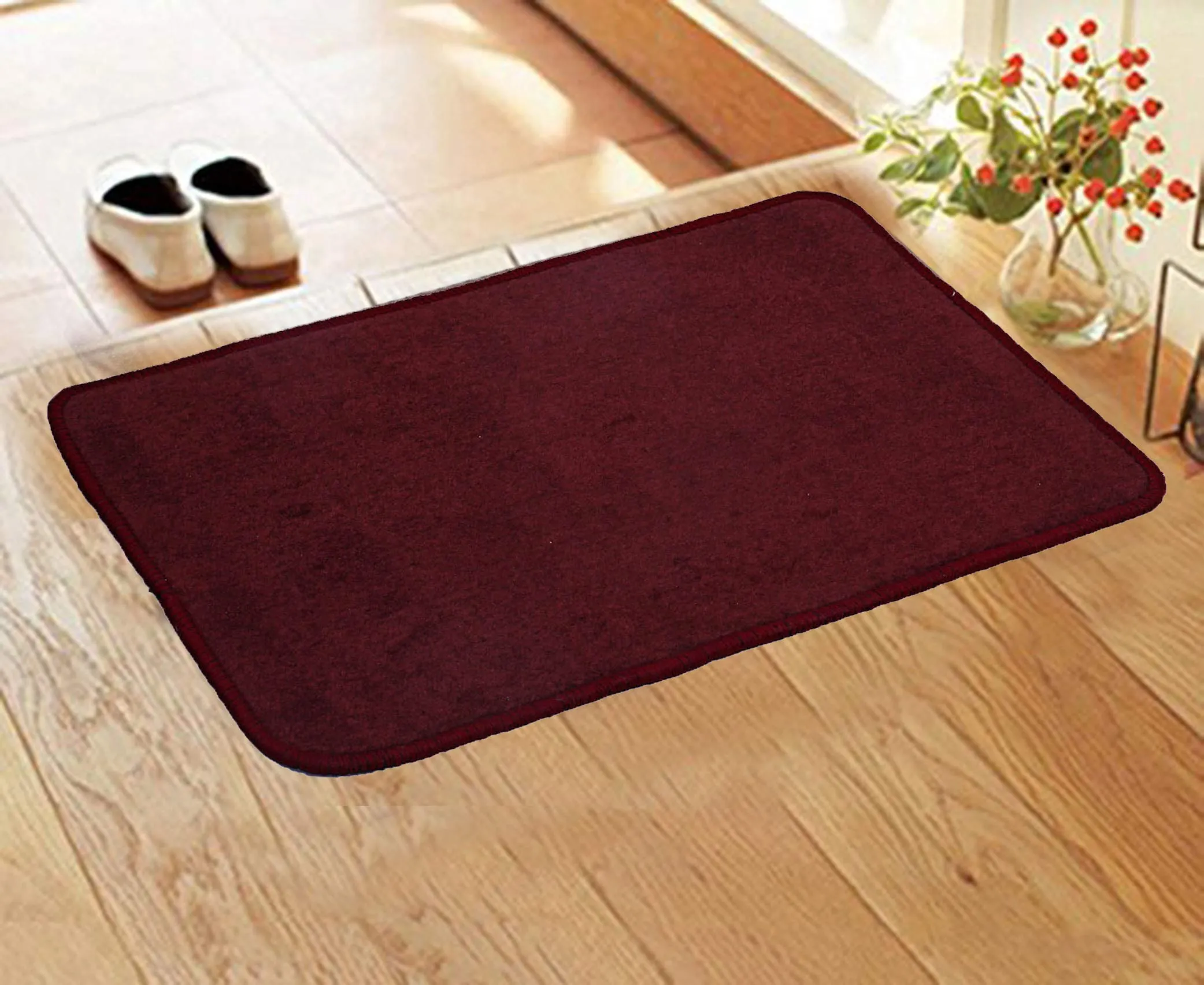 Kuber Industries Microfiber Anti Slip 6 Pieces Door Mat 22"x14", Maroon - CTKTC21913