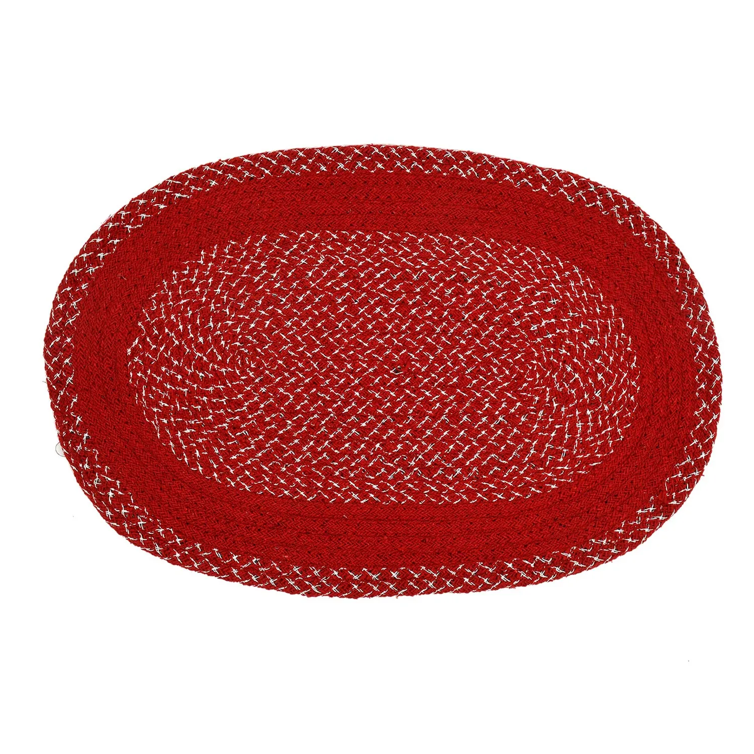 Kuber Industries Oval Design Soft Cotton Blend Anti Slip Door Mat 18"x26"(Maroon) CTKTC33724