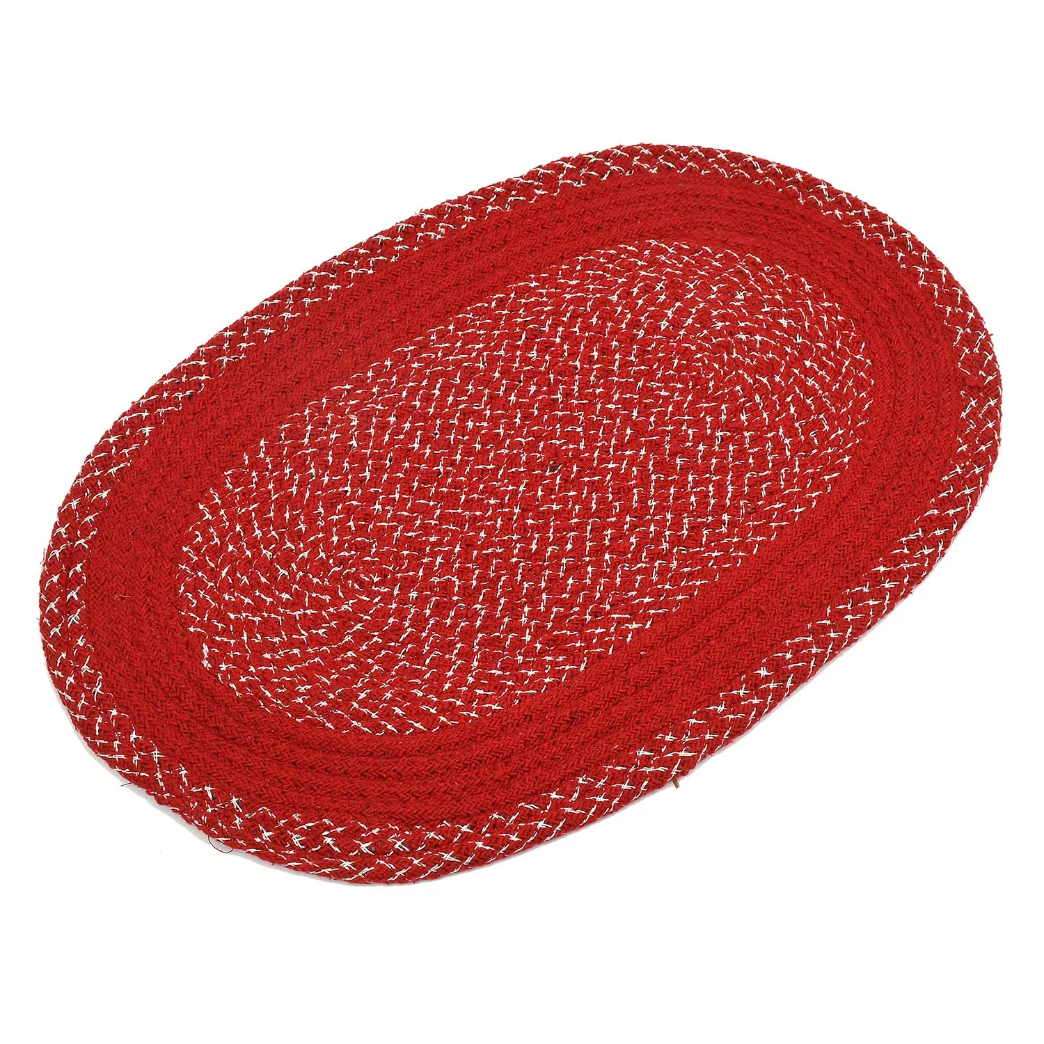 Kuber Industries Oval Design Soft Cotton Blend Anti Slip Door Mat 18"x26"(Maroon) CTKTC33724