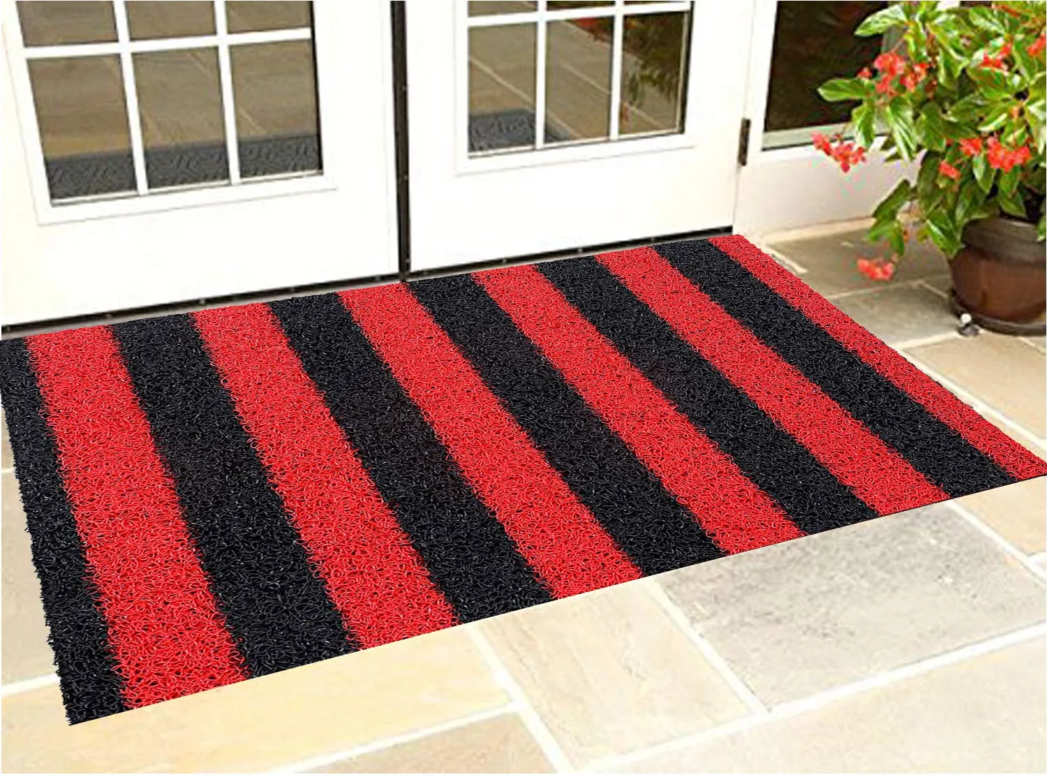 Kuber Industries Rubber Anti Slip 1 Piece Large Size Floor/Door Mat 2x4 Feet (Red & Black) - CTKTC039983