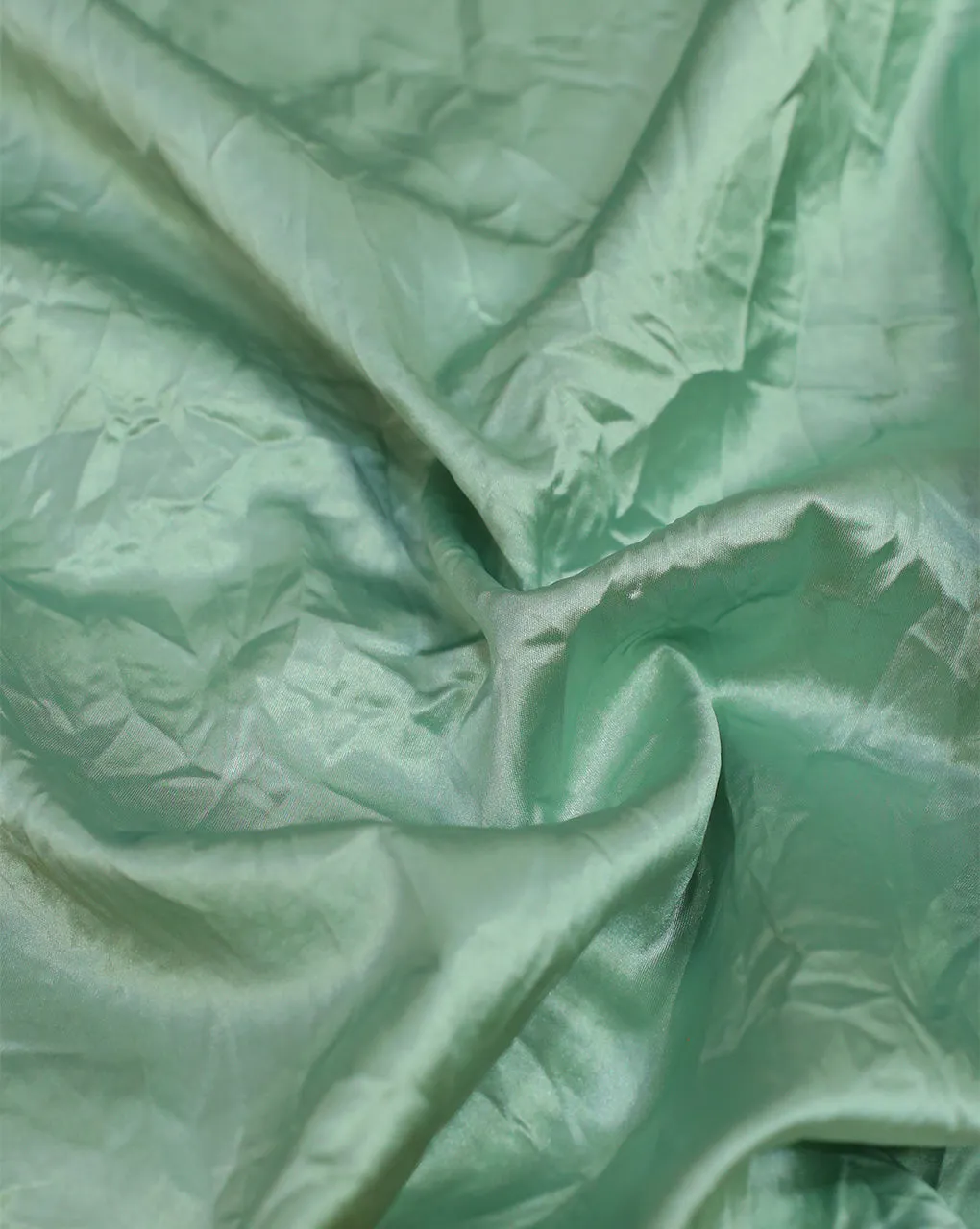 MINT GREEN CRUSHED POLYESTER SATIN FABRIC
