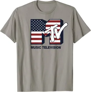 MTV Logo American Flag Graphic T-Shirt T-Shirt
