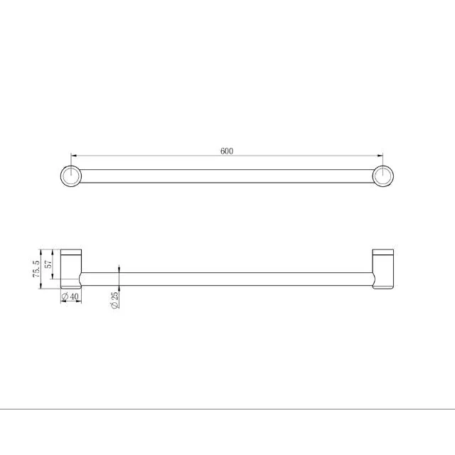 Nero Mecca Care 25mm Grab Rail 600mm Matte Black