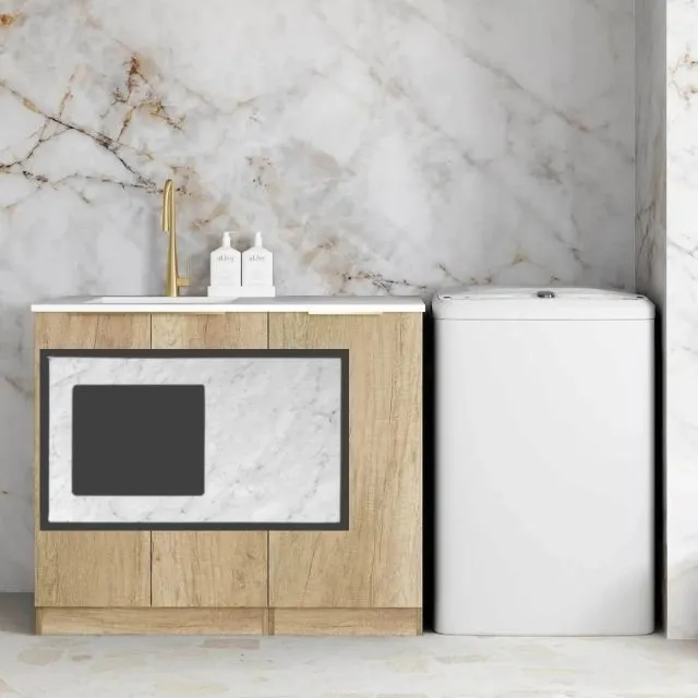 Otti Byron Natural Oak 1060mm Laundry Cabinet Set