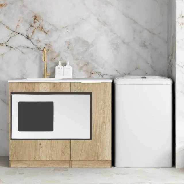 Otti Byron Natural Oak 1060mm Laundry Cabinet Set