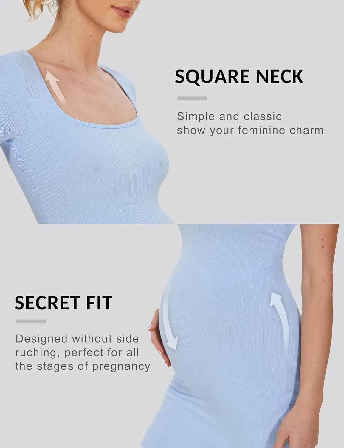 Peauty Women's Ribbed Maxi Dress Body-Hugging Fit Maternity Dress Before During After Pregnancy