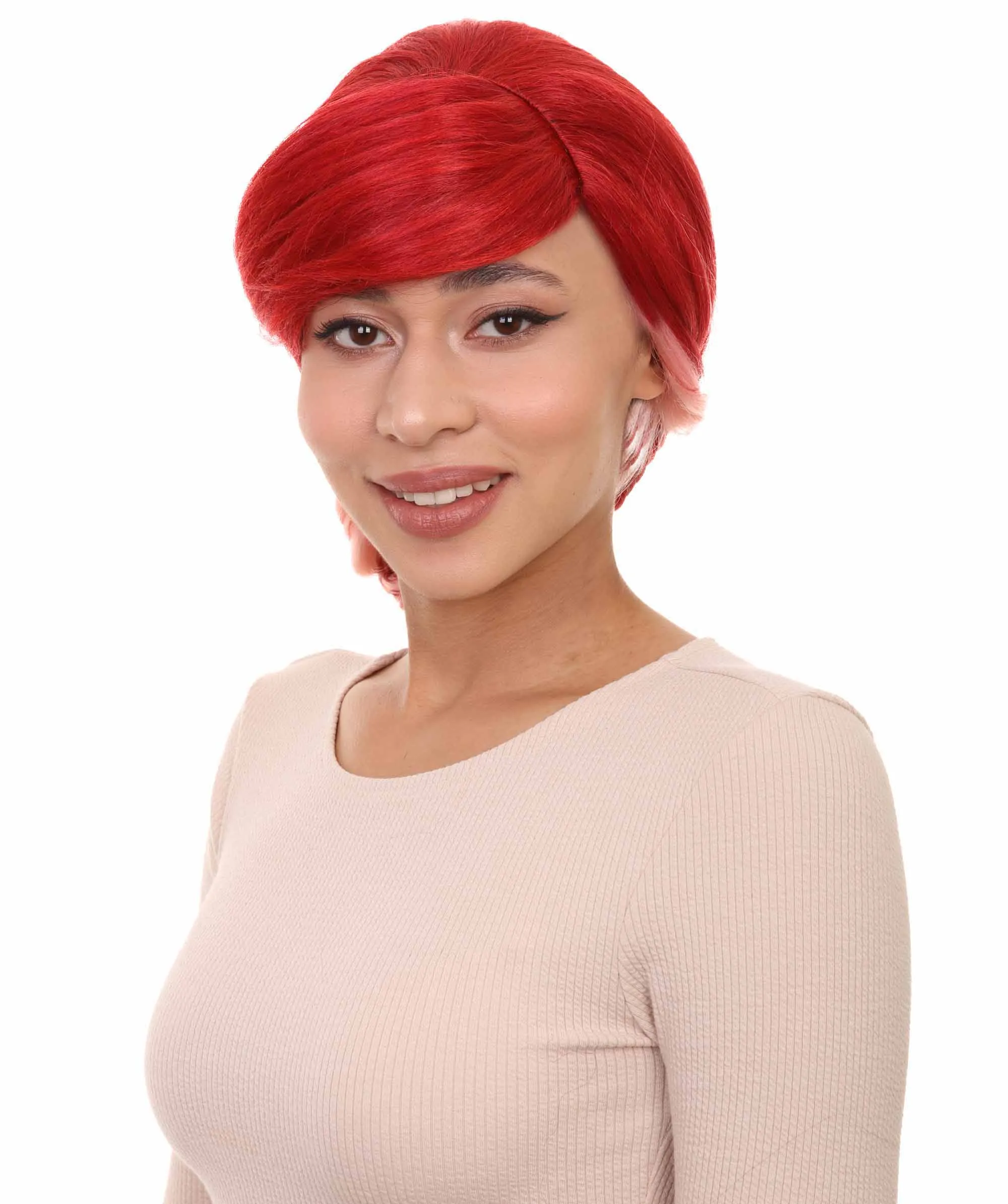 Pretty Red Ponytail Womens Wig | Pop Star Character Cosplay Halloween Wig | Premium Breathable Capless Cap