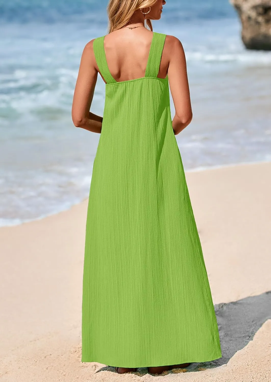 PRETTYGARDEN Womens 2025 Casual Long Summer Dresses Sleeveless Strappy Loose Flowy Beach Vacation Maxi Dress with Pockets