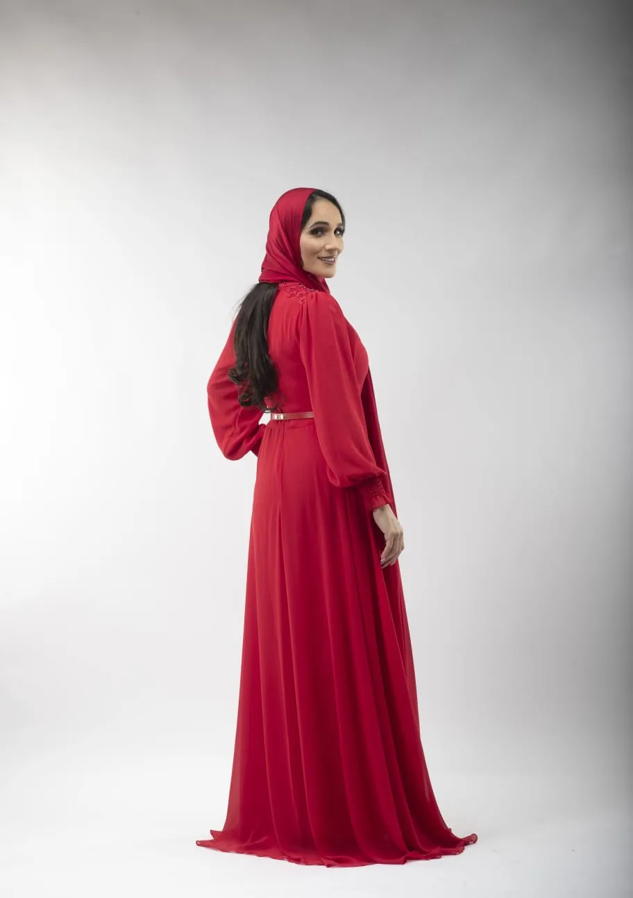 Red Net Stone Dress
