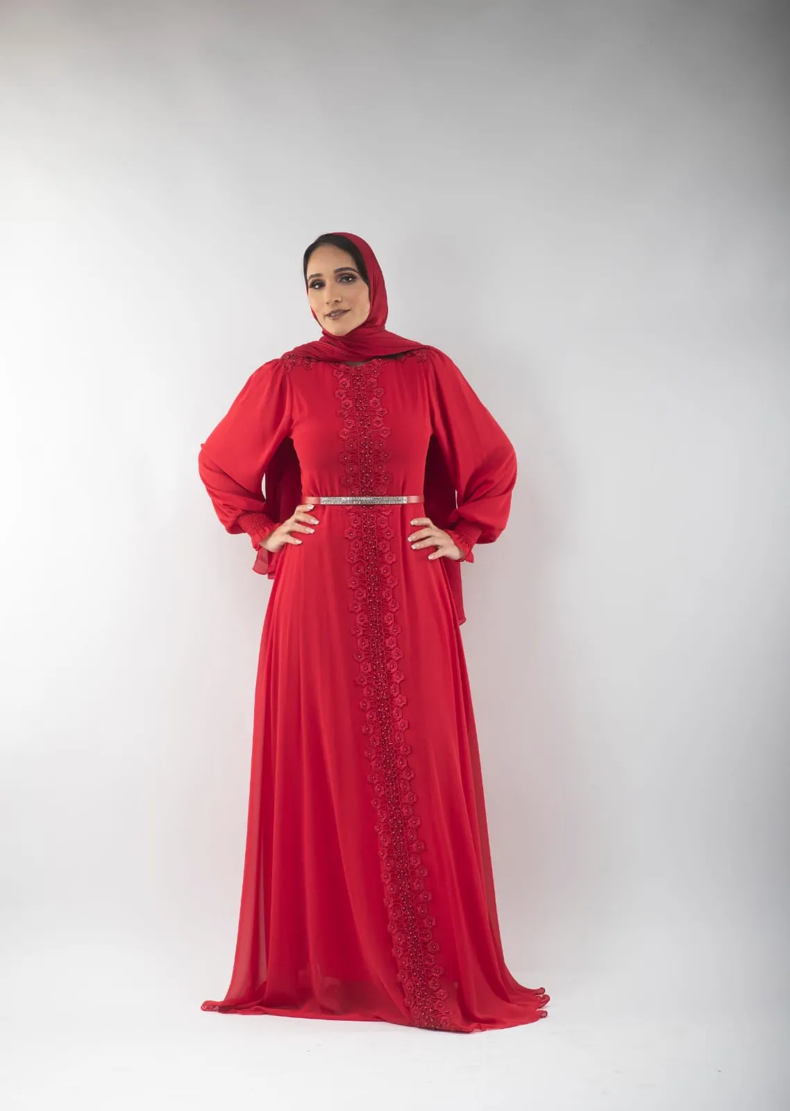 Red Net Stone Dress