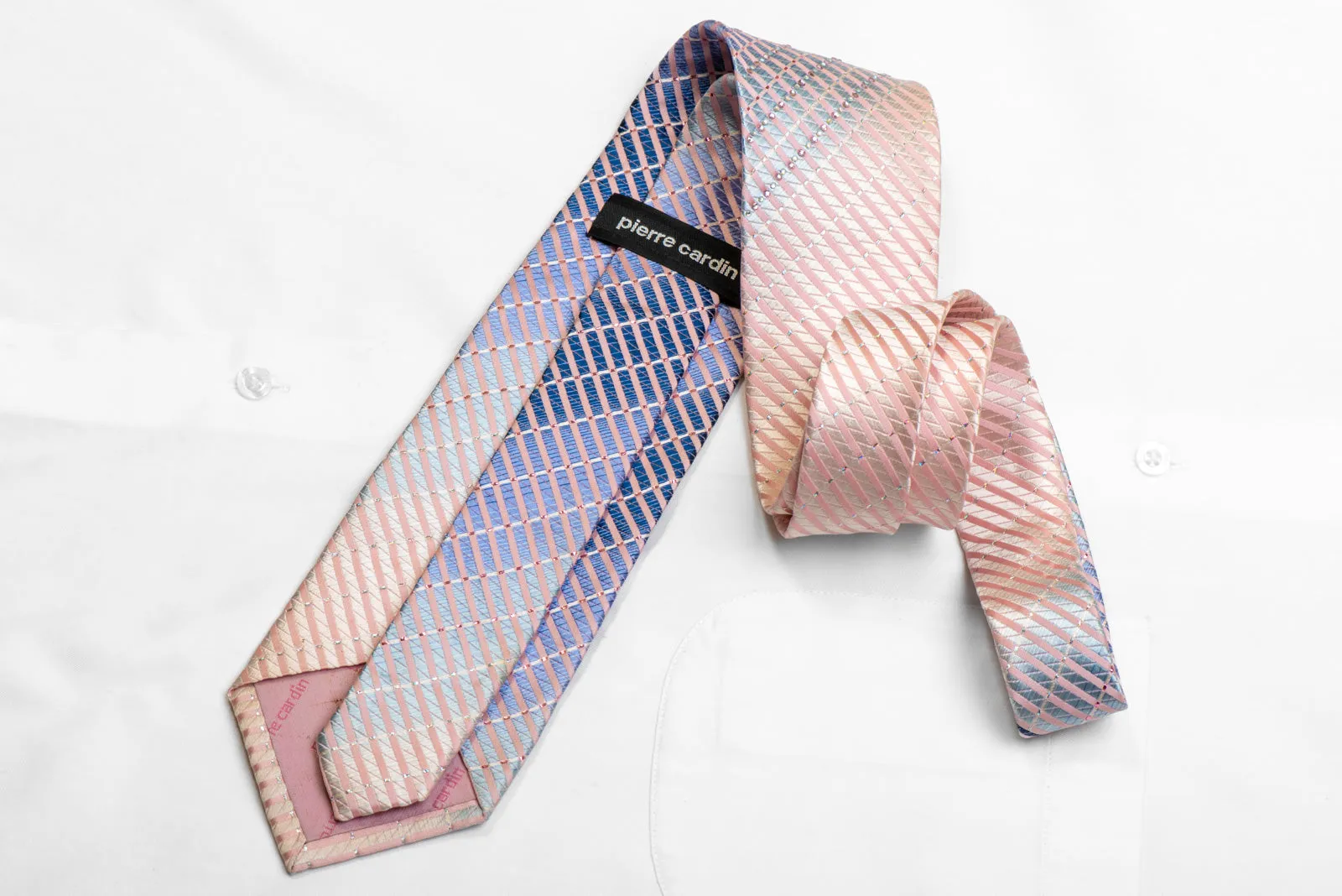 Rhinestone Silk Tie Pink Mauve Striped With Pink Sparkles