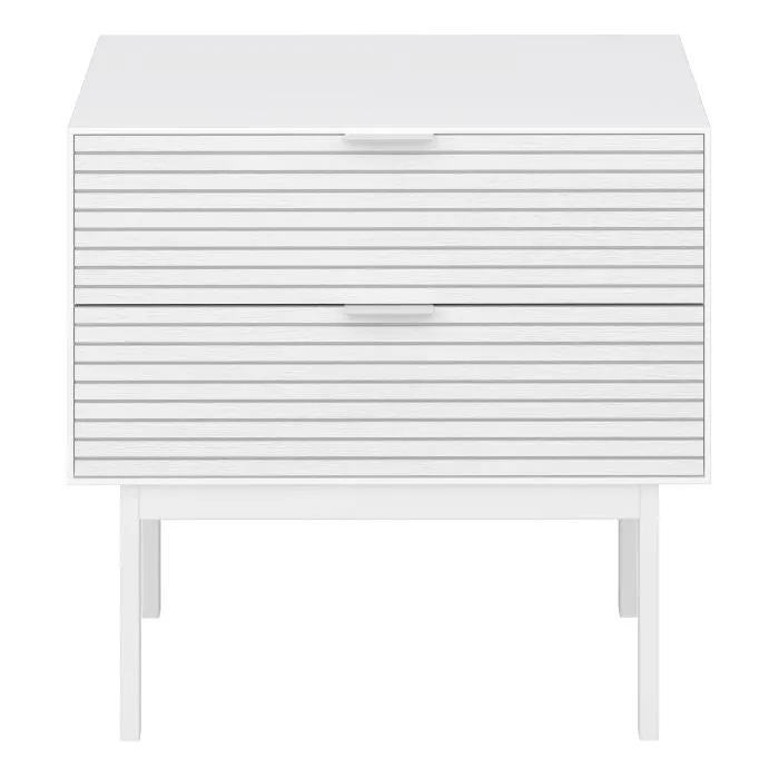 Soma Bedside Table 2 Drawers in Granulated pure White Brushed White