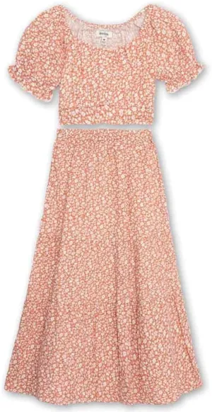 Speechless Girls' Short Sleeve Top and Maxi Skirt Set