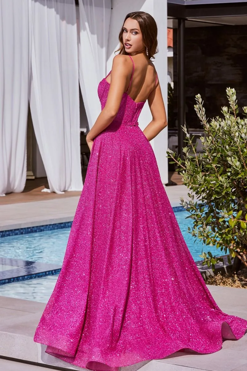 Starlight Prom Dress Glitter Ballgown 740483ER-Fuschia Cinderella Divine CDS483