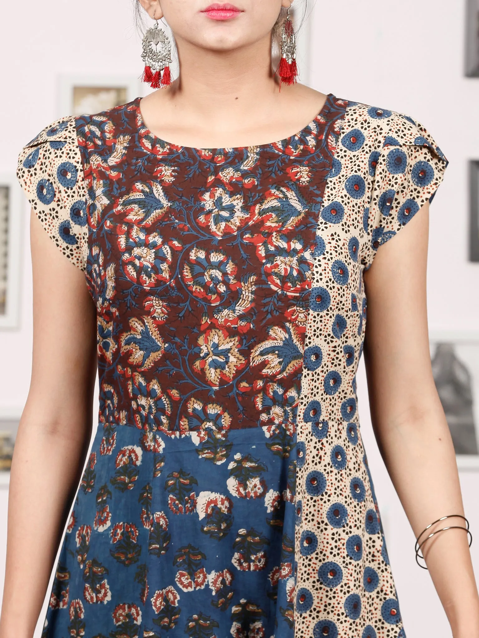 STYLO COLLARGE - Hand Block Printed Cotton Long Dress  - D224F1304