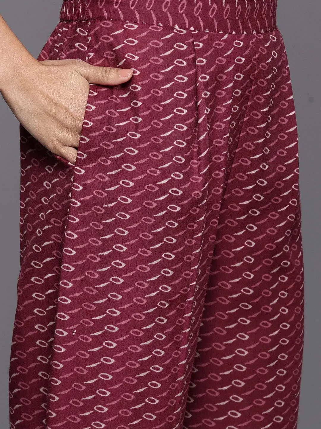 Varanga Women Maroon Floral Printed  Embroidered Kurta Paired With Bottom And Dupatta