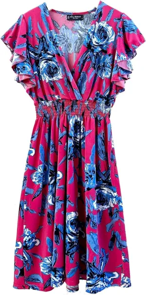 Vibrant V-Neck Knee Length Dress - Assorted Styles Plus & Regular Sizes