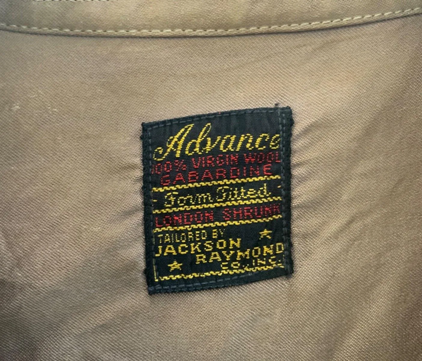 VTG 40s WW2 USA OFFICERS JACKSON RAYMOND RANGOON GABARDINE VIRGIN WOOL SHIRT S38